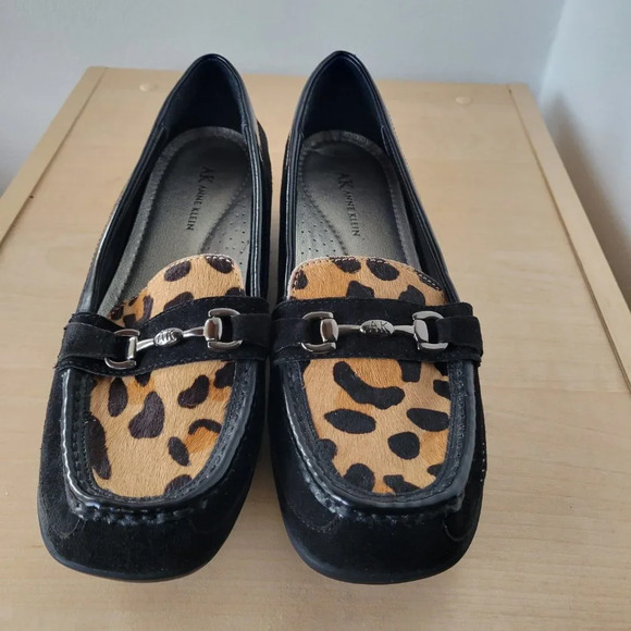 Anne Klein Zerega Black/Brown Leopard Loafers -  Size 9M - Picture 3 of 11
